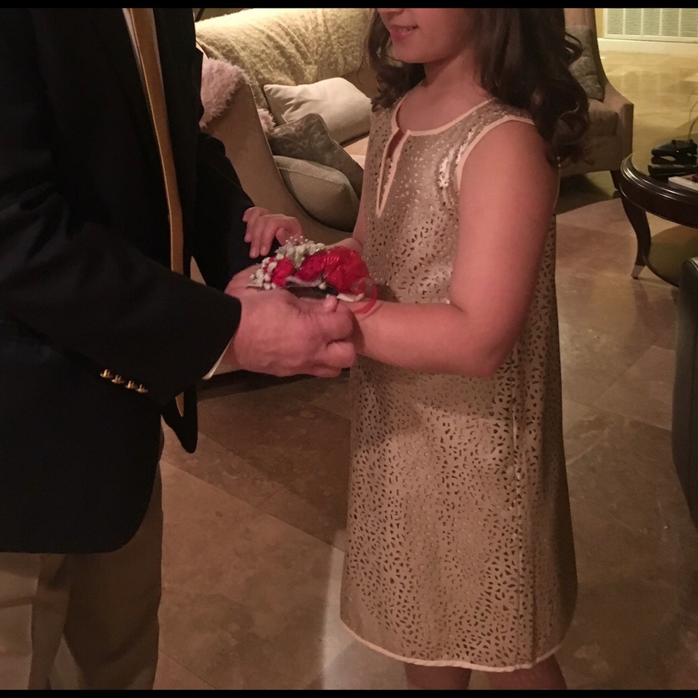 GB girls gold “vegan” leather lace size L